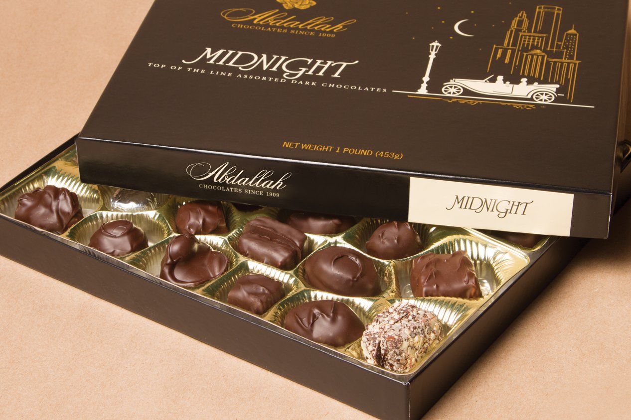 Abdallah Chocolates Midnight Assorted Dark Chocolates Gift Box, 15oz.