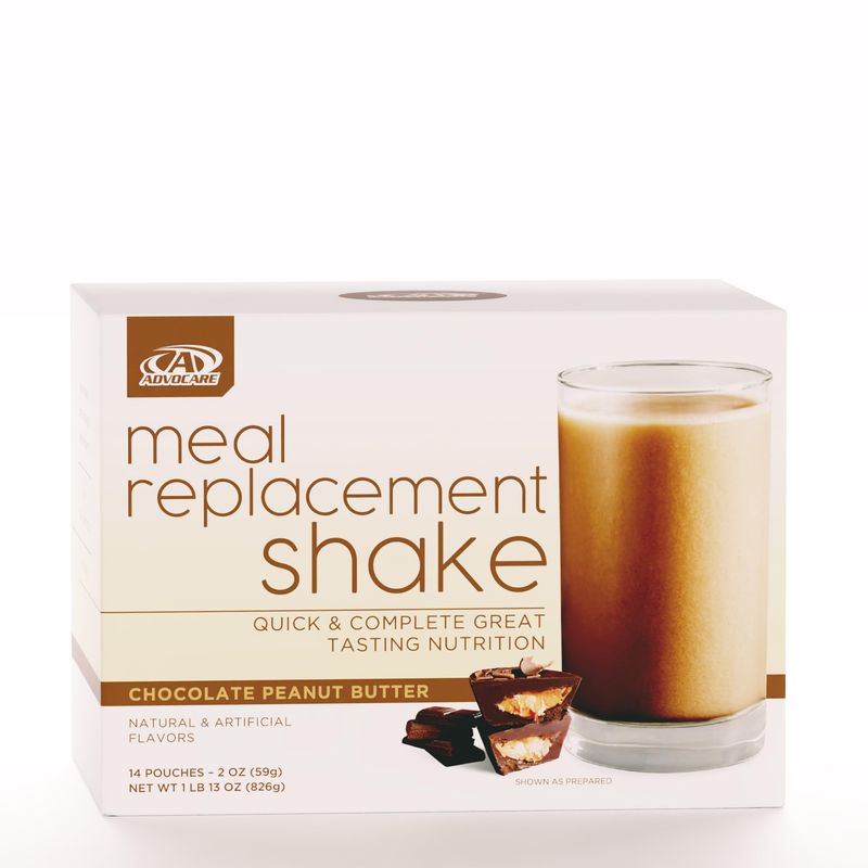 AdvoCare Meal Replacement Shake - Convenient, Delicious Shake Mix with Vitamins, Fiber &amp; Protein - Contains Whey Protein, Oat Fiber, Biotin &amp; More - Chocolate Peanut Butter, 14 Pouches