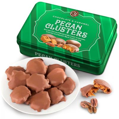 A Gift Inside Milk Chocolate Caramel Pecan Clusters Gift Tin