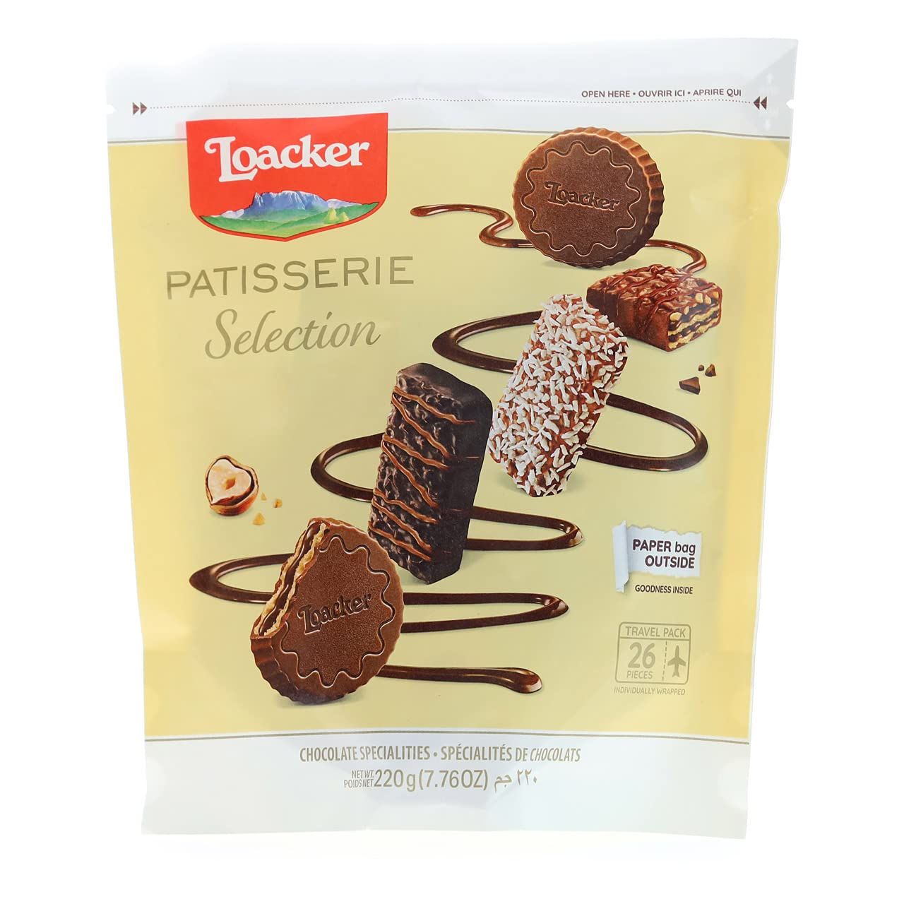 Loacker Mix Patisserie Chocolate Specialties - Individually Wrapped Assorted Premium Wafer Chocolate Specialties, Mixed Flavors - Sustainably Sourced - Bag of 26 pieces