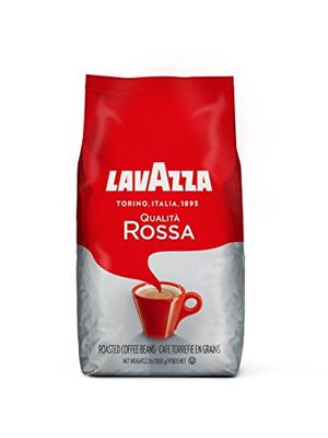 Lavazza Qualita Rossa - 2.2LB Bag of Espresso Beans - Authentic Italian, Blended and Roasted in Italy, Chocolate Flavour, Full Body and Intense Aromas