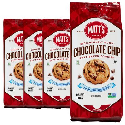 Matt&#39;s Bakery | Chocolate Chip Cookies | Soft-Baked, Non-GMO, All-Natural Ingredients; 4 Bags (10.5oz Each)