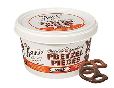 Asher&#39;s Chocolates, Chocolate Covered Pretzels, Bulk Smothered Pretzels, Gourmet Sweet and Salty Candy, Small Batches of Kosher Chocolate, Family Owned Since 1892 (2lbs, Milk Chocolate)