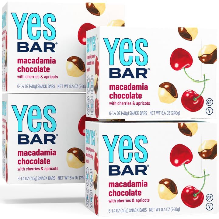The YES Bar - Macadamia Chocolate - Plant Based Protein, Decadent Snack Bar - Vegan, Paleo, Gluten Free, Dairy Free, Low Sugar, Healthy Snack, Breakfast, Low Carb, Keto Friendly (24 Count)