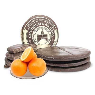 Chocolate Antigua, Handmade Hot Drink Tablets, Mayan Cacao Disc, Hand Carved with All Natural Ingredients for a Perfect Taza - From San Juan del Obispo, Antigua Guatemala (Orange (Naranaja)), Brown