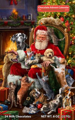 Santa&#39;s Little Friends Chocolate Advent Calendar by Vermont Christmas Company - Full Half Pound of Delicious Milk Chocolate, Individually Wrapped - Twas the Night Before Christmas