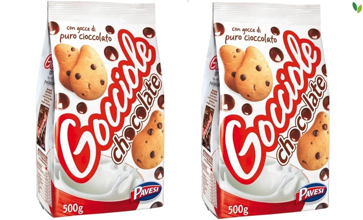 Pavesi: Gocciole Chocolate Biscuits with Chocolate drops , no palm oil - 17,6 Oz /500g , (Pack of 2)