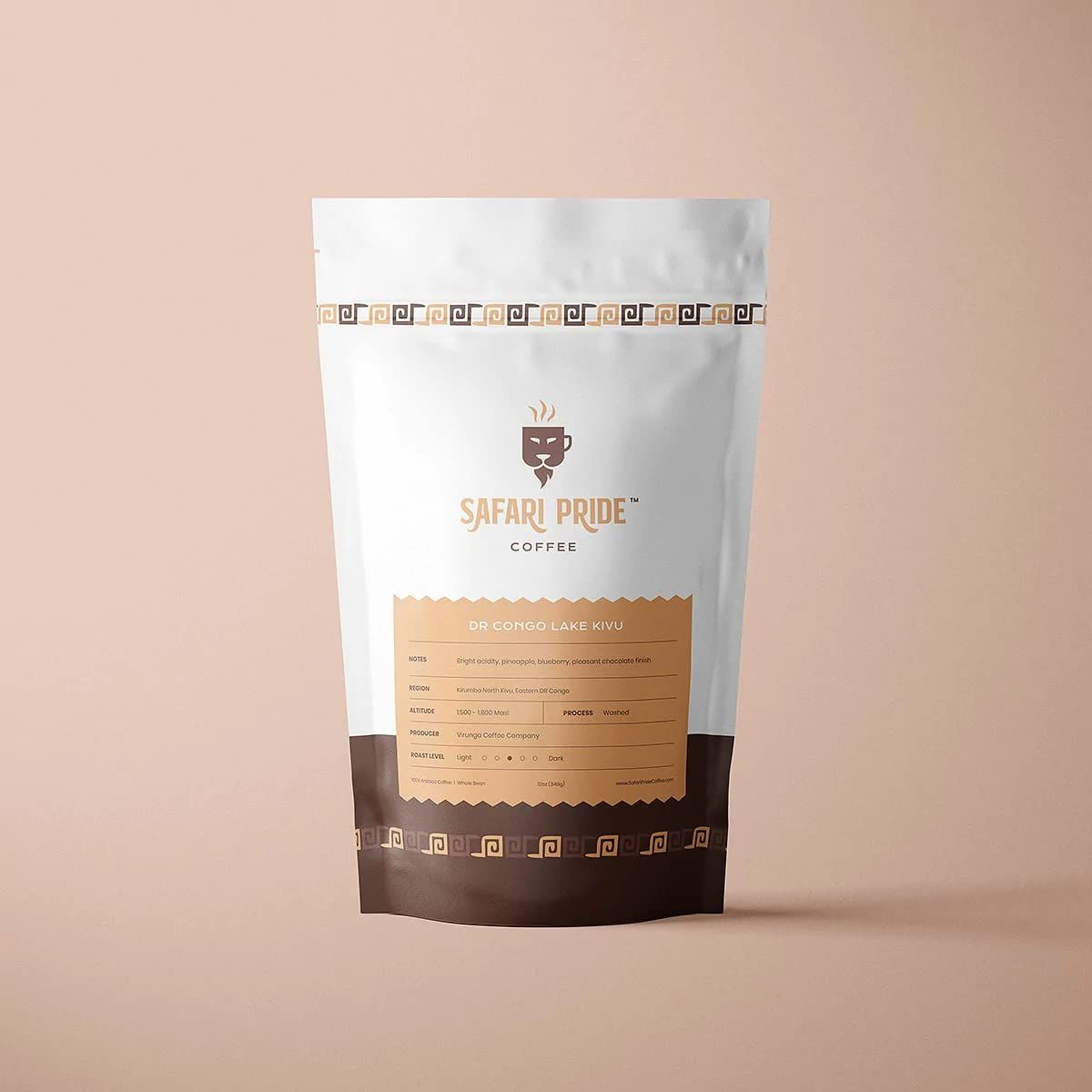 Safari Pride Coffee| Dr Congo Lake Kivu Premium Single Origin Roast | Smooth Medium Roast with Bright Fruity Chocolate Notes | Gourmet Sustainable Direct Trade African Coffee | 12 oz Bag | Whole Bean
