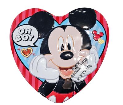 Disney Mickey Mouse Valentine&#39;s Day Heart Tin with Milk Chocolates, 2.54 oz (Mickey)