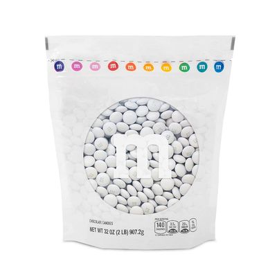 M&amp;MS White Milk Chocolate Candy, 2lbs Resealable Pack for Candy Bars, Wedding Receptions, Graduations, Birthday Parties, Easter, Dessert Tables &amp; DIY Party Favors