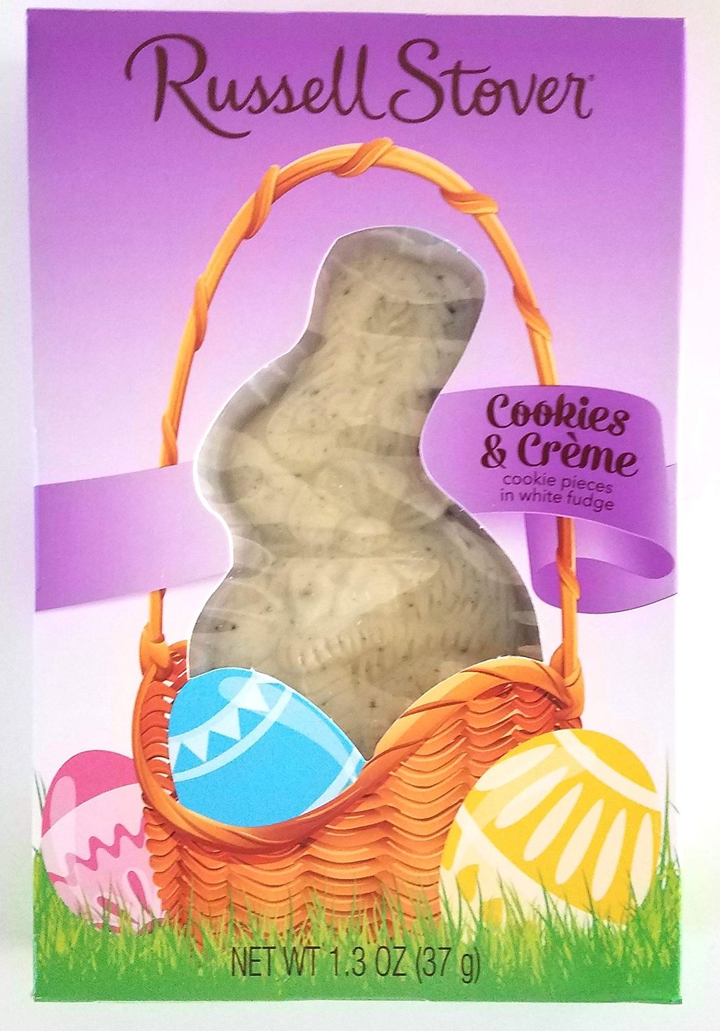 Russell Stover (1 Box) Cookies &amp; Creme White Fudge Easter Bunny Candy - Net Wt. 1.3 / 37 g