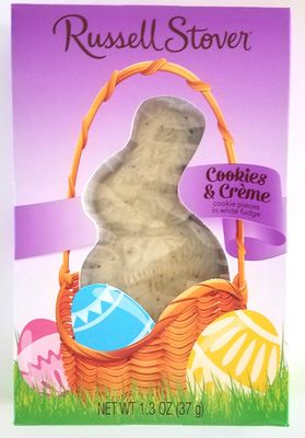 Russell Stover (1 Box) Cookies &amp; Creme White Fudge Easter Bunny Candy - Net Wt. 1.3 / 37 g