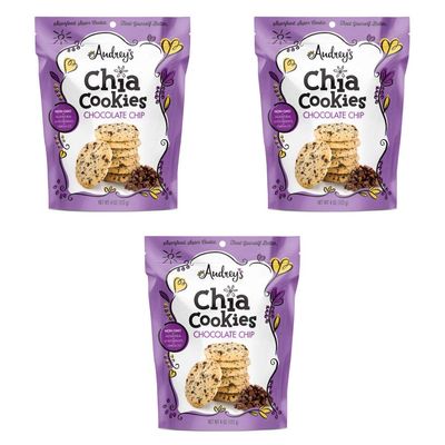 Audrey&#39;s Chia Cookies - (Chocolate Chip, 3 Pack), Natural, Antioxidants, Omega-3&#39;s, Non-GMO