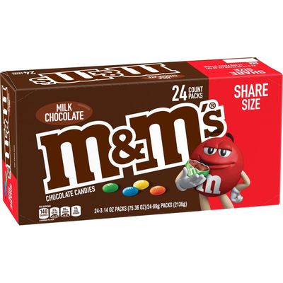 M&amp;M&#39;S Milk Chocolate Candy Sharing Size 3.14 Ounce (Pack of 24) Box