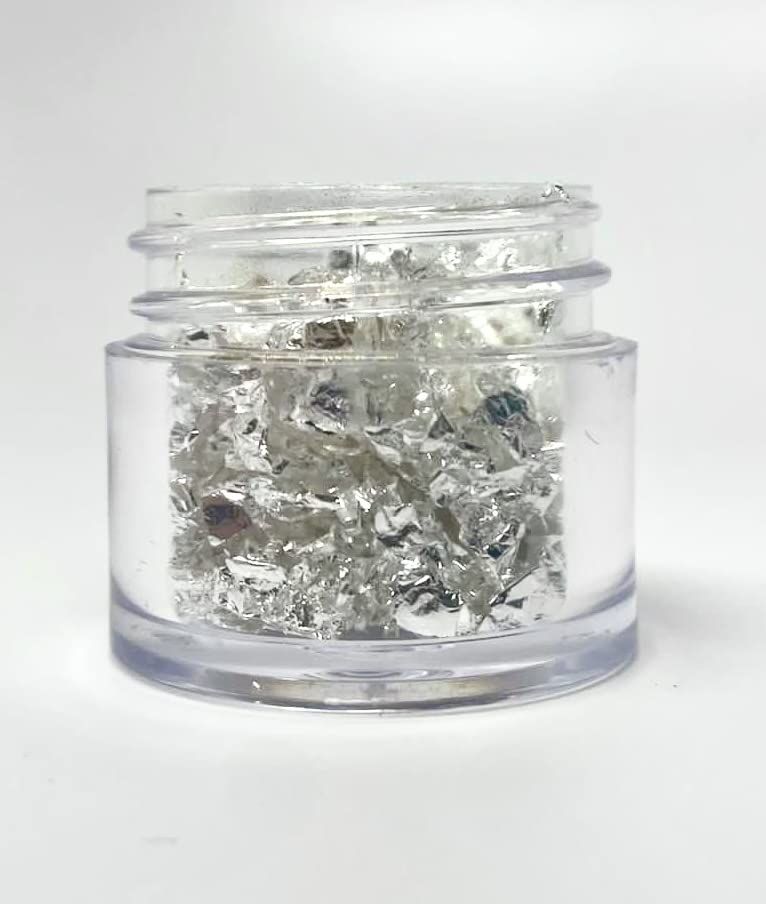 24 Karat Edible Genuine Silver Leaf Flakes - 30mg - Imported from Italy for cakes, cupcakes, chocolate, decorating, cake pops, candy and more