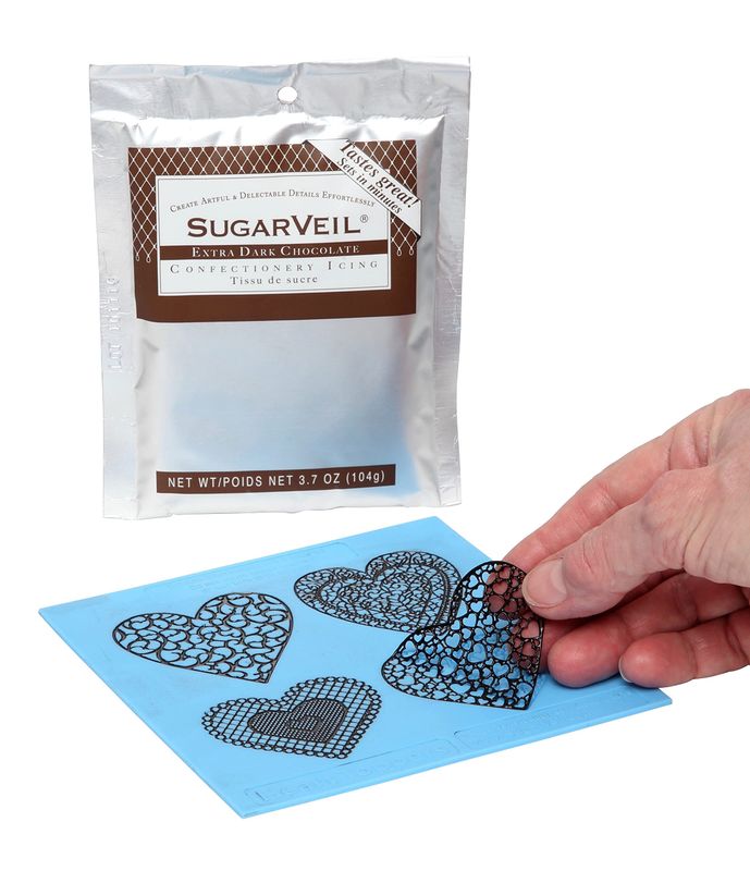 SugarVeil Heart Toppers with Chocolate SugarVeil Icing