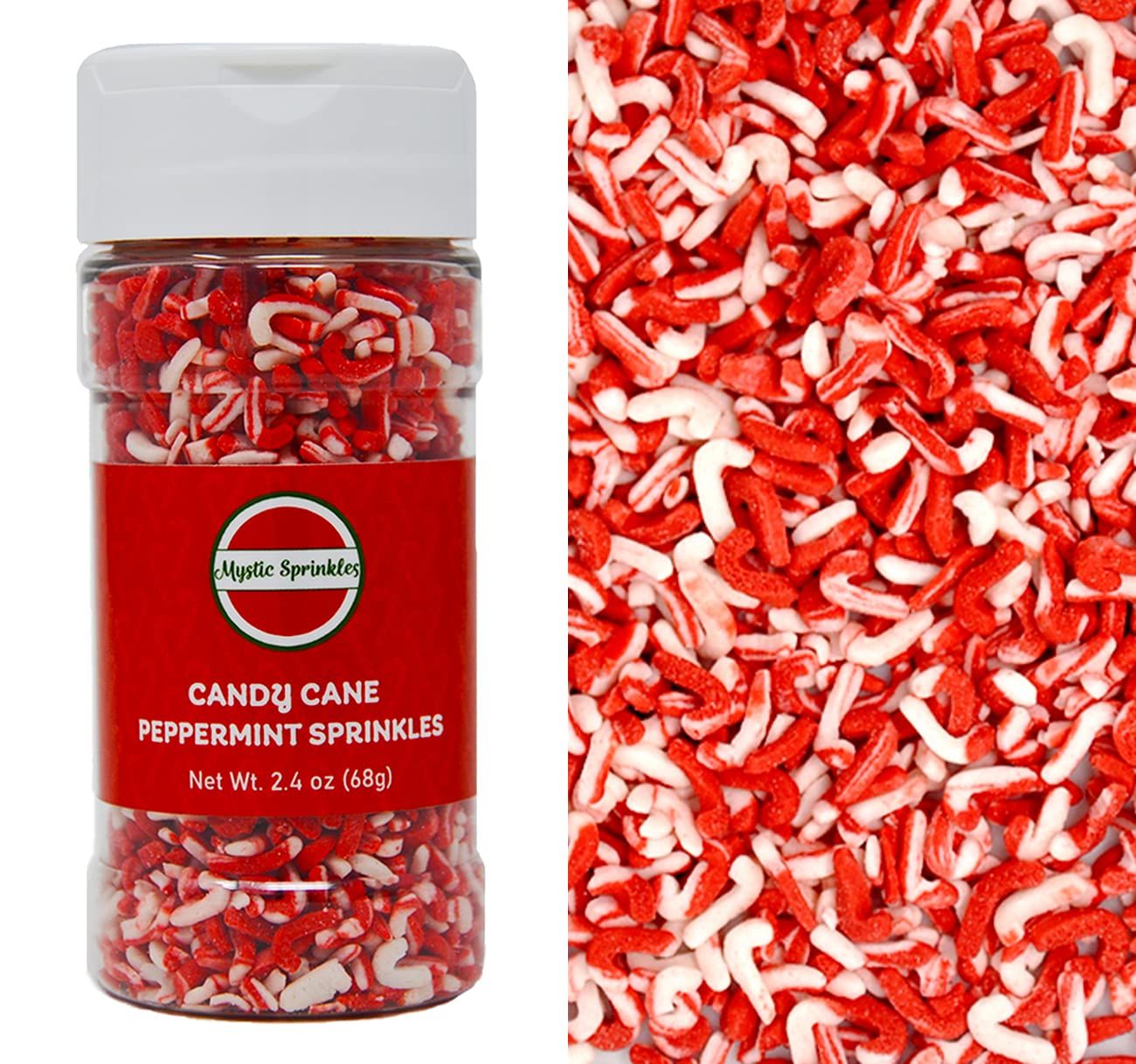 Mystic Sprinkles Christmas Holiday Confetti Sprinkle Mixes (Peppermint Candy Canes 2.4oz)