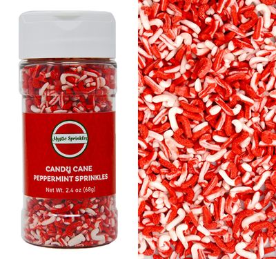 Mystic Sprinkles Christmas Holiday Confetti Sprinkle Mixes (Peppermint Candy Canes 2.4oz)
