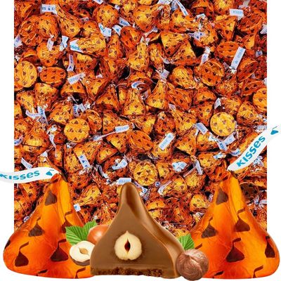Hersheys Kisses Chocolate Candy with Hazelnut - Individually Wrapped Orange Candy Kisses (2 Pound)