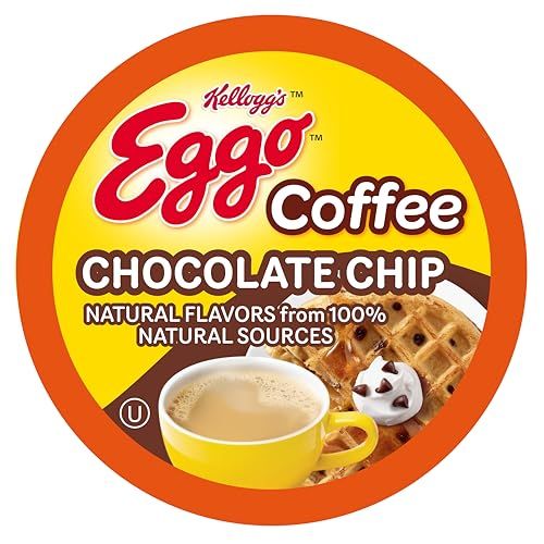 Eggo Beverages Chocolate Chip Waffle Flavored Coffee Pods for Keurig K Cup Brewers, Fair Trade Certified, 40 Count - Rich and Indulgent Chocolate