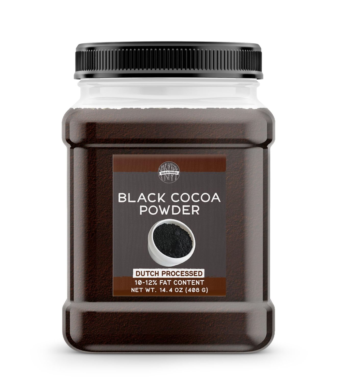 Birch &amp; Meadow Black Cocoa Powder, Unsweetened, Dutch Processed, Baking (14.4 Ounce)