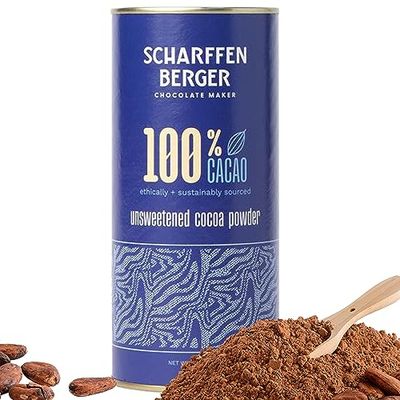 Scharffen Berger 100% Cacao Unsweetened Dark Chocolate Cocoa Powder (6 Ounce, Pack of 1) - Gluten Free, Non GMO, Natural Chocolate Powder
