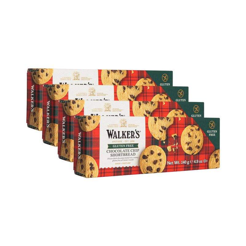 Walker's Shortbread Gluten Free Chocolate Chip Cookies, All-Butter Shortbread Cookies, 4.9 Oz (Pack of 6)