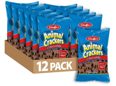 STAUFFERS Chocolate Animal Crackers - 12 Count, 8oz Bags - Classic Animal-Shaped Snacks for the Family