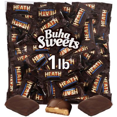 Heath Bars Chocolate Candy, English Toffee Candy, Perfect Mini Candy Bars for Parties Birthdays, and Everyday Snacking, Ideal Halloween Candy for Sharing or Enjoying on Any Occasion (1 Pound)