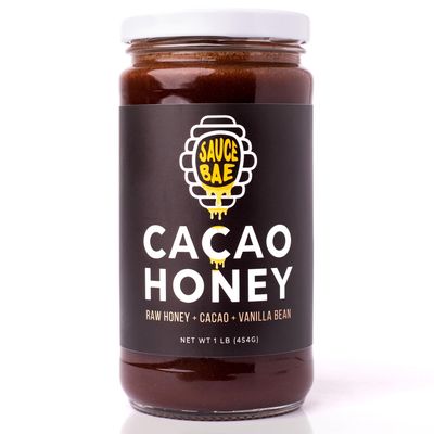 Sauce Bae Cacao Raw Honey with Vanilla Bean - Organic, Unpasteurized, Unfiltered, Superfood, Chocolate - 1 lb (1 lb, Organic Cacao)