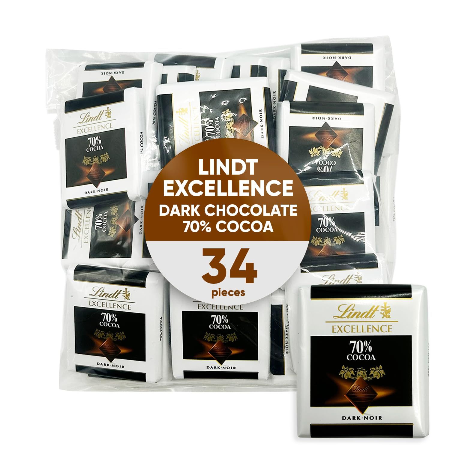 Excellence 70% Cocoa Dark Chocolate Candy 6.0 oz 2pk 34 pieces -