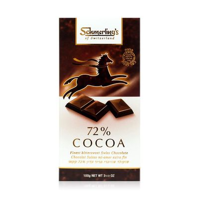 Schmerling&#39;s Dark Swiss Chocolate - 72% Cocoa - All Natural Chocolate - Vegan - Gluten Free - Paleo - Non GMO - Non Dairy - Gourmet Parve - Kosher OU - 3.5oz Each (Pack of 5)