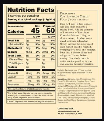 SANS SUCRE Chocolate Mousse Mix - Sugar Free and Gluten Free