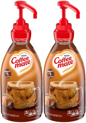Nestle Coffee mate Coffee Creamer, Salted Caramel Chocolate, Concentrated Liquid Pump Bottle, Non Dairy, No Refrigeration, 50.7 oz (Pack of 2)