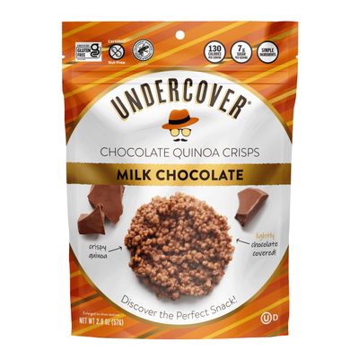Undercover Chocolate Quinoa Crisps - Milk Chocolate Quinoa Crisps | 8-Pack, 2oz Bags | Gluten Free, Nut-Free, Allergen Friendly, Kosher