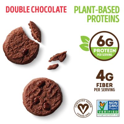 Lenny &amp; Larry's The Complete Crunchy Cookie, Double Chocolate, 6g Plant Protein, Vegan, Non-GMO, 4.25 Ounce Pouch (Pack of 6)