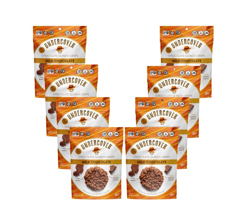 Undercover Chocolate Quinoa Crisps - Milk Chocolate Quinoa Crisps | 8-Pack, 2oz Bags | Gluten Free, Nut-Free, Allergen Friendly, Kosher