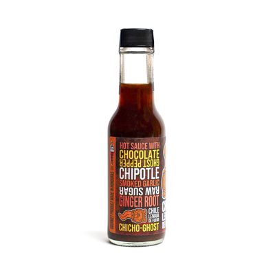 Chicho-Ghost Hot Sauce by Chile Lengua De Fuego - Chocolate Ghost Pepper and Chipotle Blend, Smoked Garlic, 5 fl oz