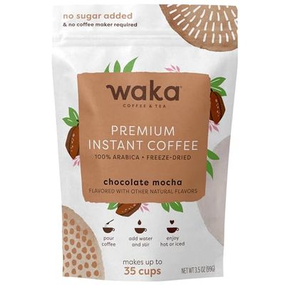 Waka Instant Coffee, Dark Chocolate Mocha Flavored - 100% Arabica Beans, Freeze Dried Granules, No Additives - Bulk Bag for Quick Hot and Iced Coffees, Up to 35 Cups (3.5oz)
