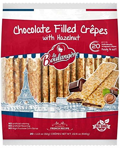 La Boulangere Chocolate Hazelnut Crepes, Individually Wrapped, Non GMO, Free From Artificial Flavors &amp; Colors, 20-Count 2 Packs