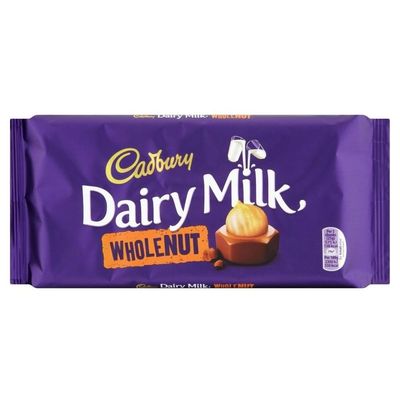 Cadbury Dairy Milk Whole Nut Bar 180g (Pack of 2)