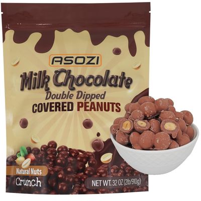 Double Dipped Peanuts - 2 Pounds of Milk Chocolate-Covered Peanuts, a Perfect Blend of Creamy Milk Chocolate with Crunchy Peanuts Inside. Gift &amp; Family Size 32 OZ.