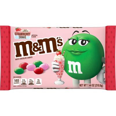 M&amp;M&#39;S White Chocolate Strawberry Shake Valentines Day Candy, 7.44 oz Bag