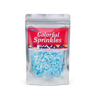 Sprinkles for Cake Decorating, Edible Blue Sprinkles Topper, Cookie Sprinkles for Cupcakes, Candy, Cream, Chocolate Cake Decorations - Jimmies, Nonpareils, Sugar Pearl 7ounce