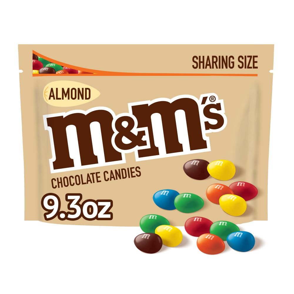 M&amp;M'S Almond Milk Chocolate Candy, Sharing Size, 9.3 oz Bag (Pack of 8)