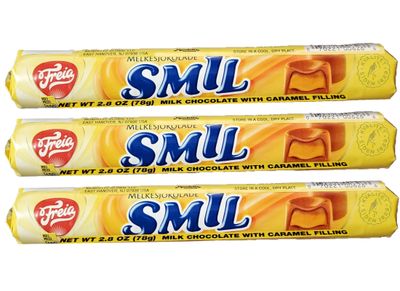 Freia Smil Caramel Filled Chocolate, 2.75 ounce (Pack of 3), Product of Norway