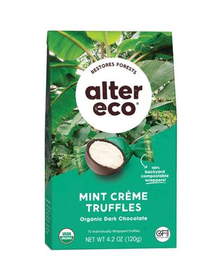 Alter Eco | Mint Crme Truffles | 58% Pure Dark Cocoa, Fair Trade, Organic, Non-GMO, Gluten Free Dark Chocolate Truffles | 10 Truffles