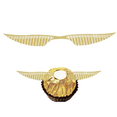 50 PCS Golden Wings Chocolate Decor Wizard Party Chocolate Decoration Hollowed Wings Cake Toppers with Glue Point for Them Party Decor Supplies