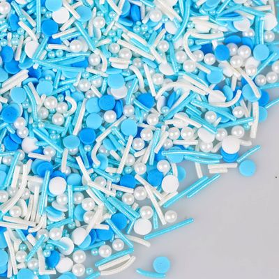 Sprinkles for Cake Decorating, Edible Blue Sprinkles Topper, Cookie Sprinkles for Cupcakes, Candy, Cream, Chocolate Cake Decorations - Jimmies, Nonpareils, Sugar Pearl 7ounce
