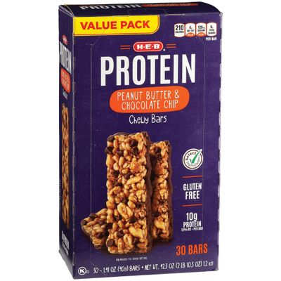 HEB Select Ingredients Protein Peanut Butter &amp; Chocolate Chewy Bars Value Pack 30 Bars